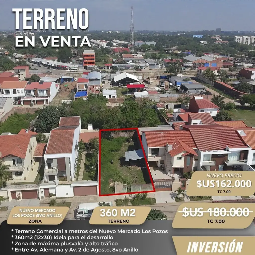 TERRENO EN VENTA, A METROS DEL NUEVO MERCADO LOS POZOS